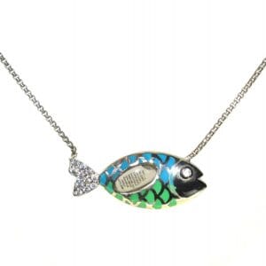 Renkli Mineli Gümüş Balık Ayetel Kürsi