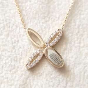 Yonca zirkon Ayetel kürsi 14 ayar Altın